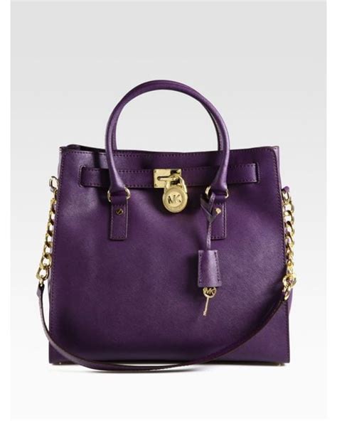 michael kors purple hamilton bag|Michael Kors Hamilton studded tote.